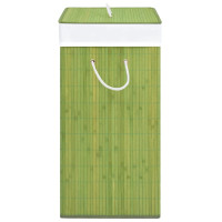 Produktbild för Tvättkorg bambu med 2 sektioner grön 100 L
