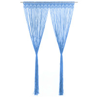 Produktbild för Gardin makramé blå 140x240 cm bomull