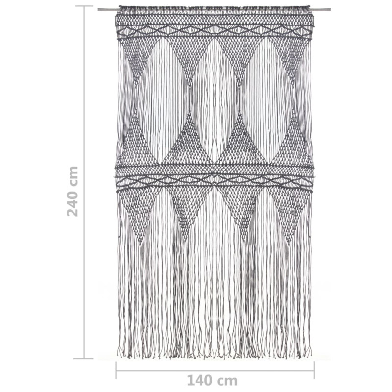 Produktbild för Gardin makramé antracit 140x240 cm bomull