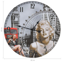 Produktbild för Väggklocka vintage Marilyn Monroe 60 cm