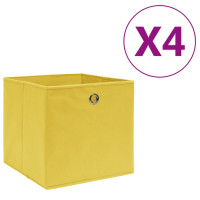 Produktbild för Förvaringslådor 4 st non-woven tyg 28x28x28 cm gul