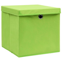 Produktbild för Förvaringslådor med lock 4 st 28x28x28 cm grön