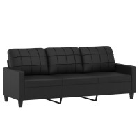 Produktbild för 3-sitssoffa med prydnadskuddar svart 180 cm konstläder