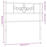 Produktbild för Huvudgavel metall svart 75 cm