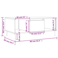 Produktbild för Soffbord vit högglans 90x50x36,5 cm konstruerat trä