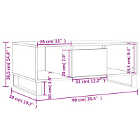 Produktbild för Soffbord brun ek 90x50x36,5 cm konstruerat trä