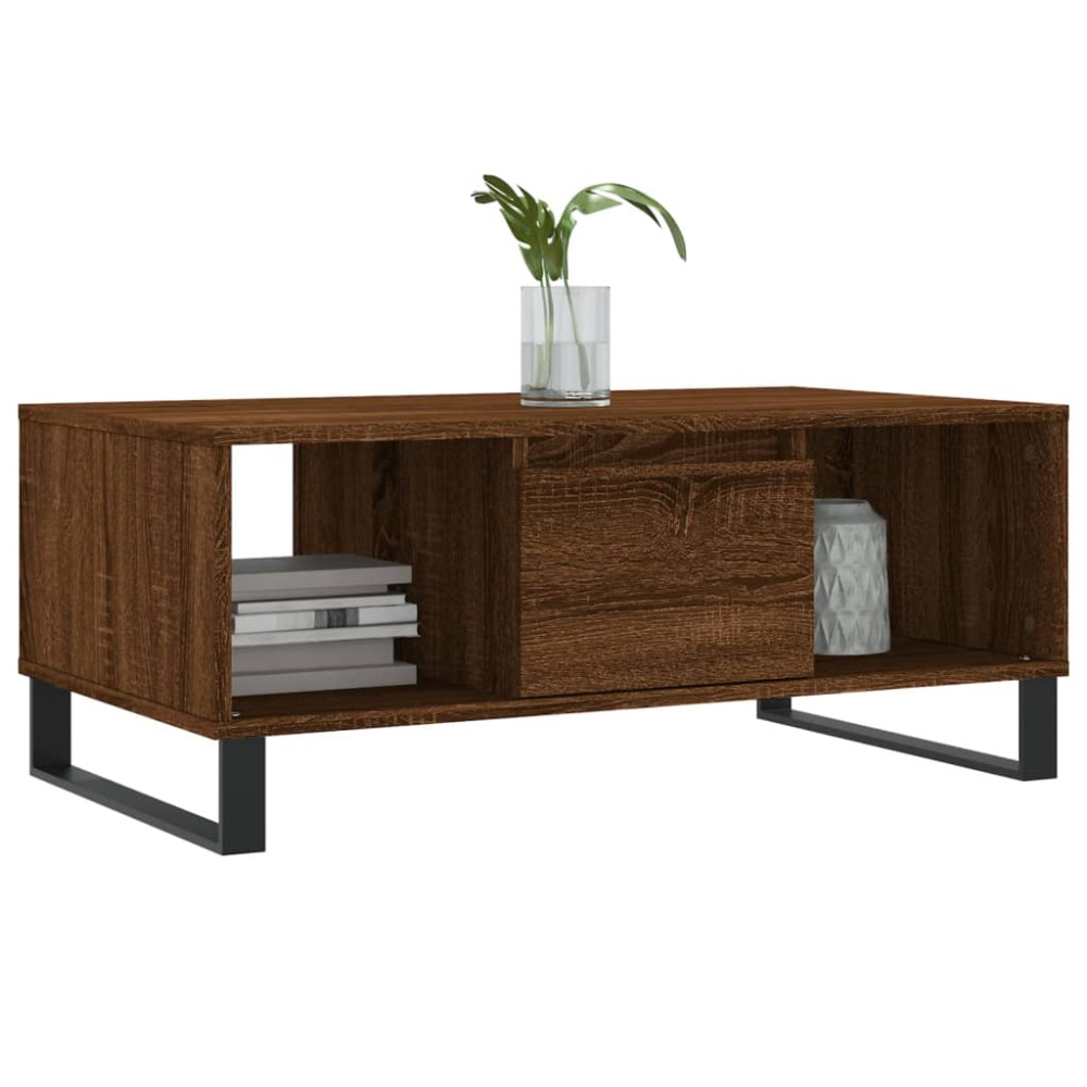 Produktbild för Soffbord brun ek 90x50x36,5 cm konstruerat trä
