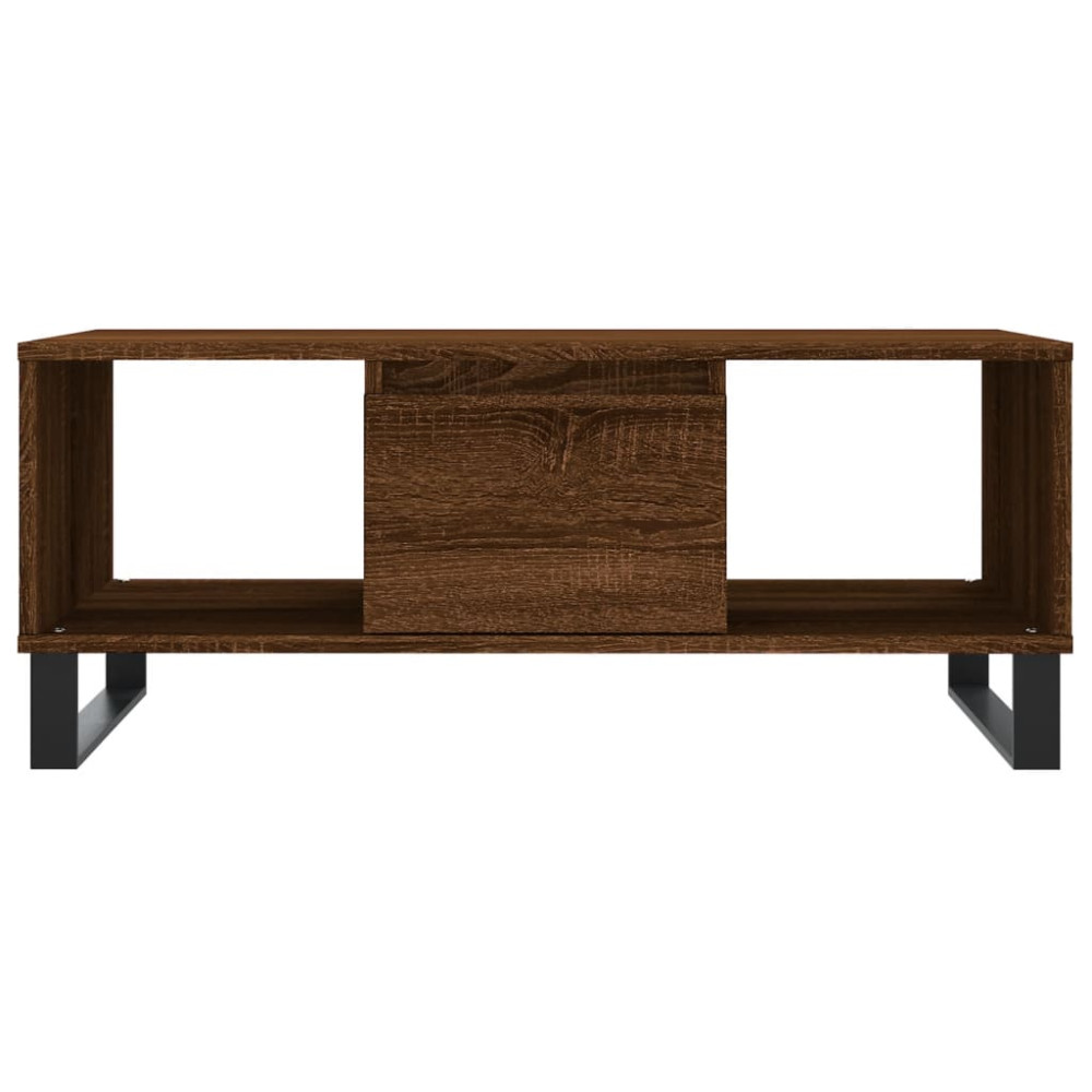 Produktbild för Soffbord brun ek 90x50x36,5 cm konstruerat trä