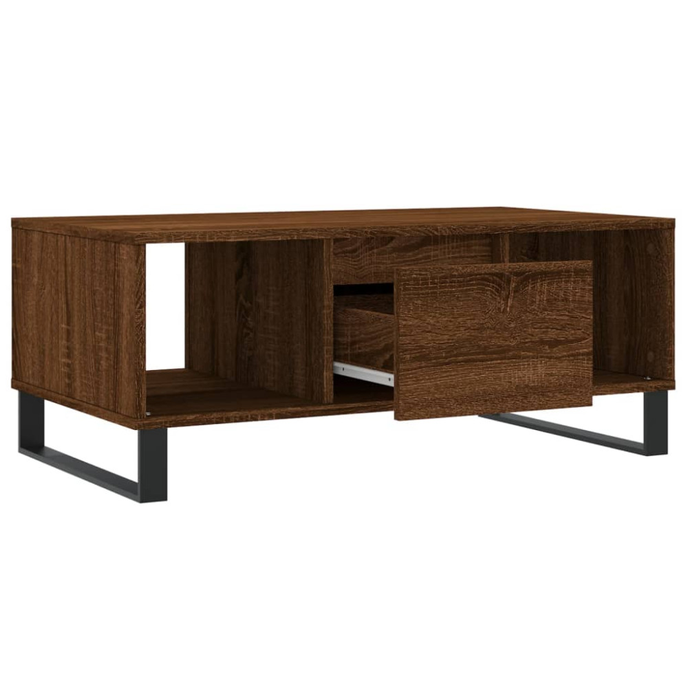 Produktbild för Soffbord brun ek 90x50x36,5 cm konstruerat trä
