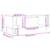 Produktbild för Soffbord vit 90x50x36,5 cm konstruerat trä