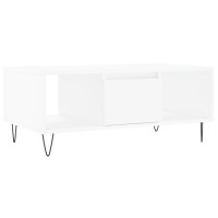 Produktbild för Soffbord vit 90x50x36,5 cm konstruerat trä