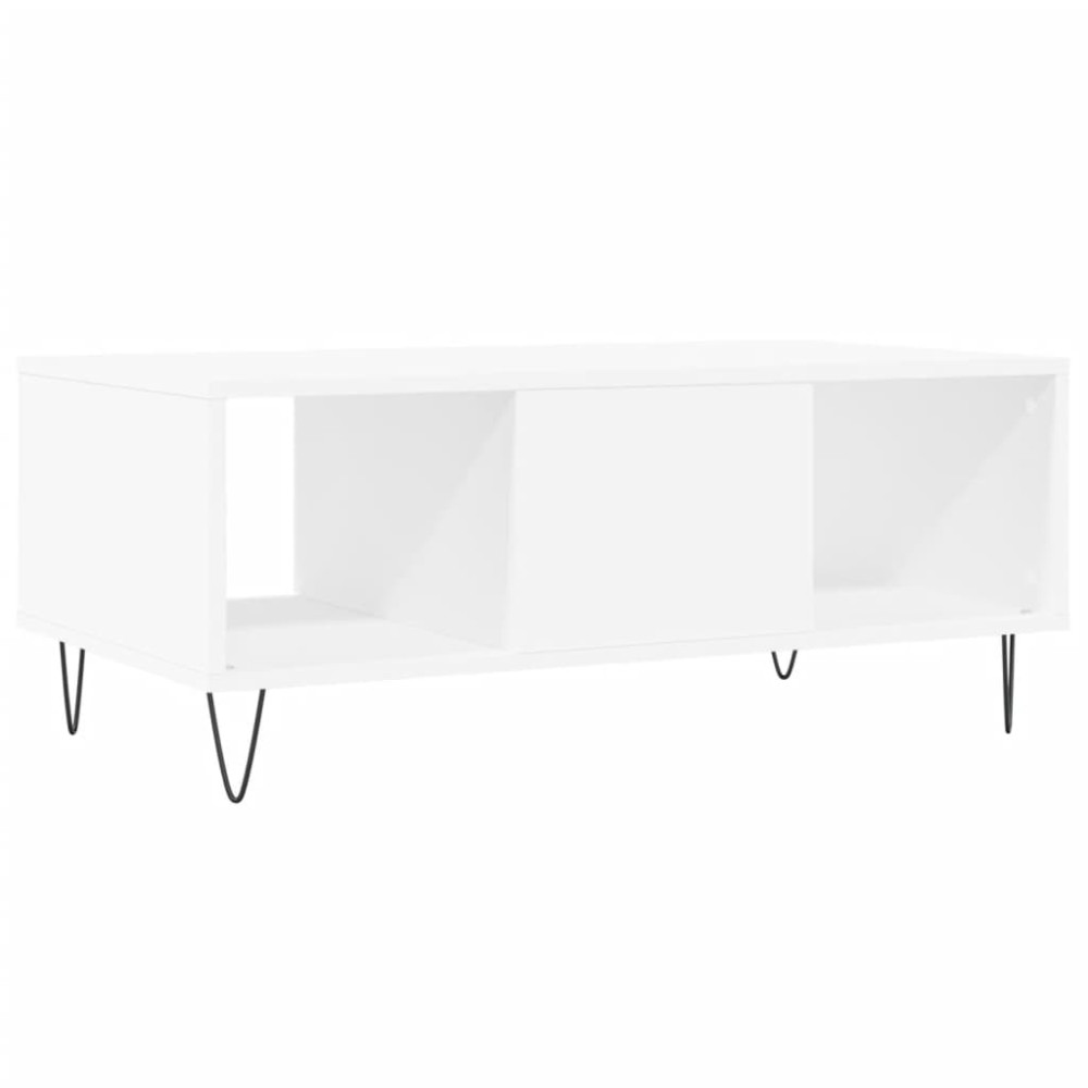 Produktbild för Soffbord vit 90x50x36,5 cm konstruerat trä
