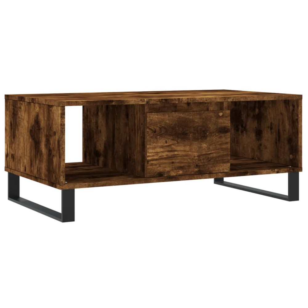 Produktbild för Soffbord rökfärgad ek 90x50x36,5 cm konstruerat trä