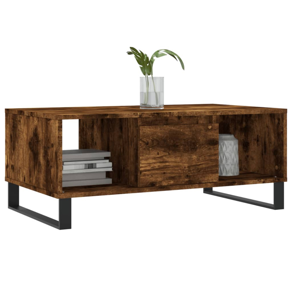 Produktbild för Soffbord rökfärgad ek 90x50x36,5 cm konstruerat trä