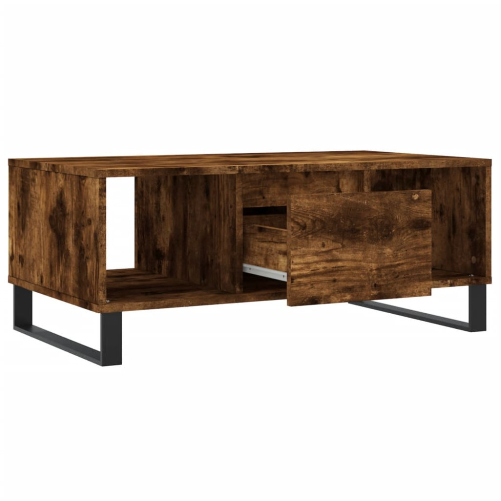 Produktbild för Soffbord rökfärgad ek 90x50x36,5 cm konstruerat trä