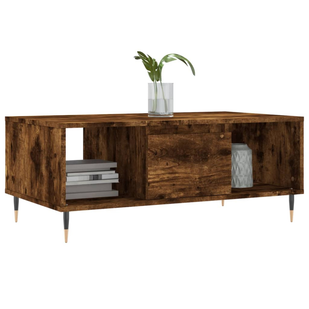 Produktbild för Soffbord rökfärgad ek 90x50x36,5 cm konstruerat trä