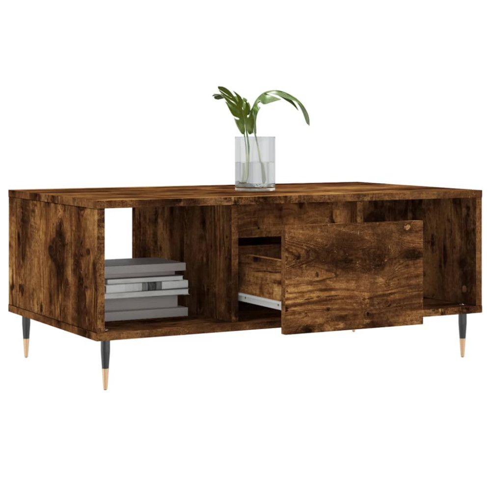 Produktbild för Soffbord rökfärgad ek 90x50x36,5 cm konstruerat trä
