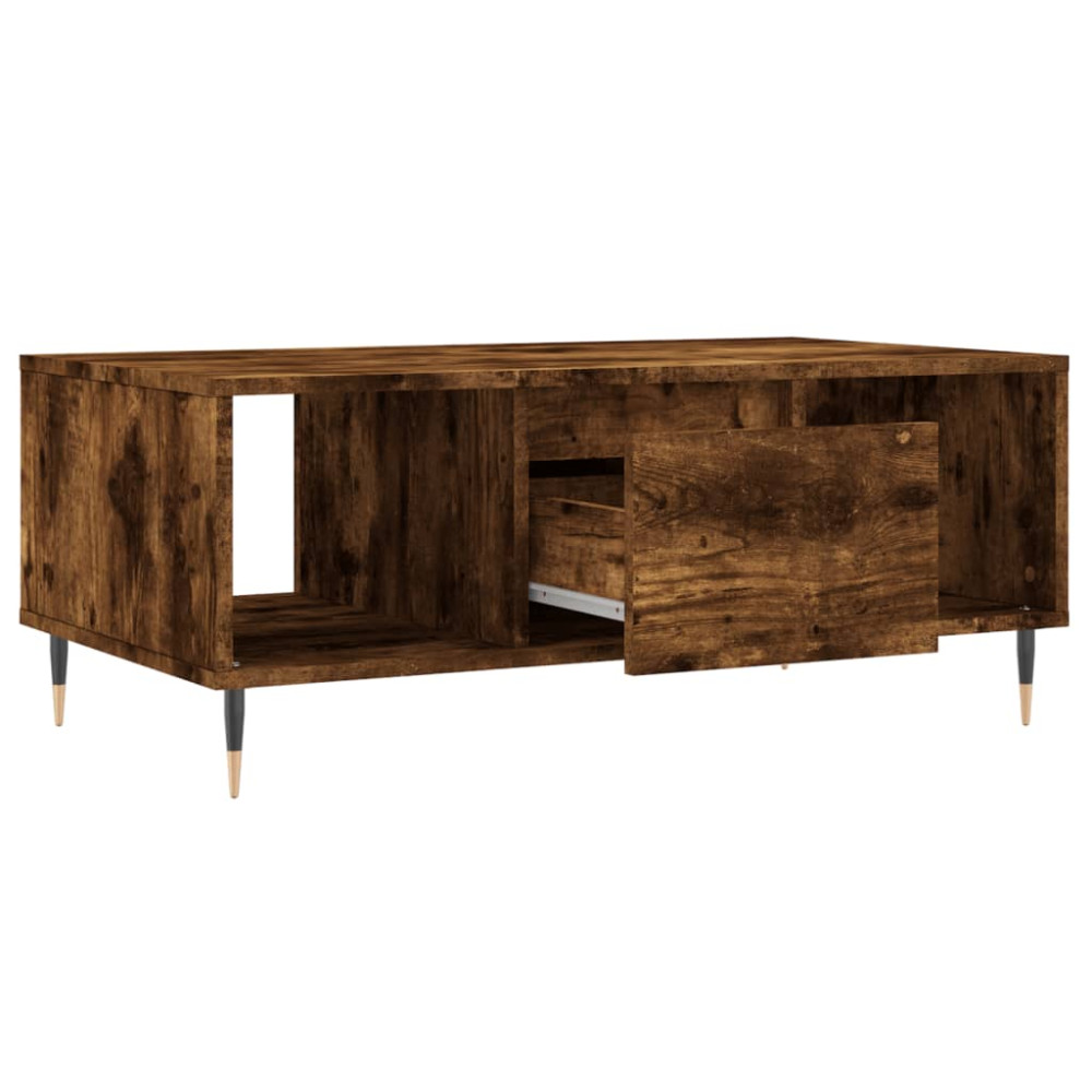 Produktbild för Soffbord rökfärgad ek 90x50x36,5 cm konstruerat trä