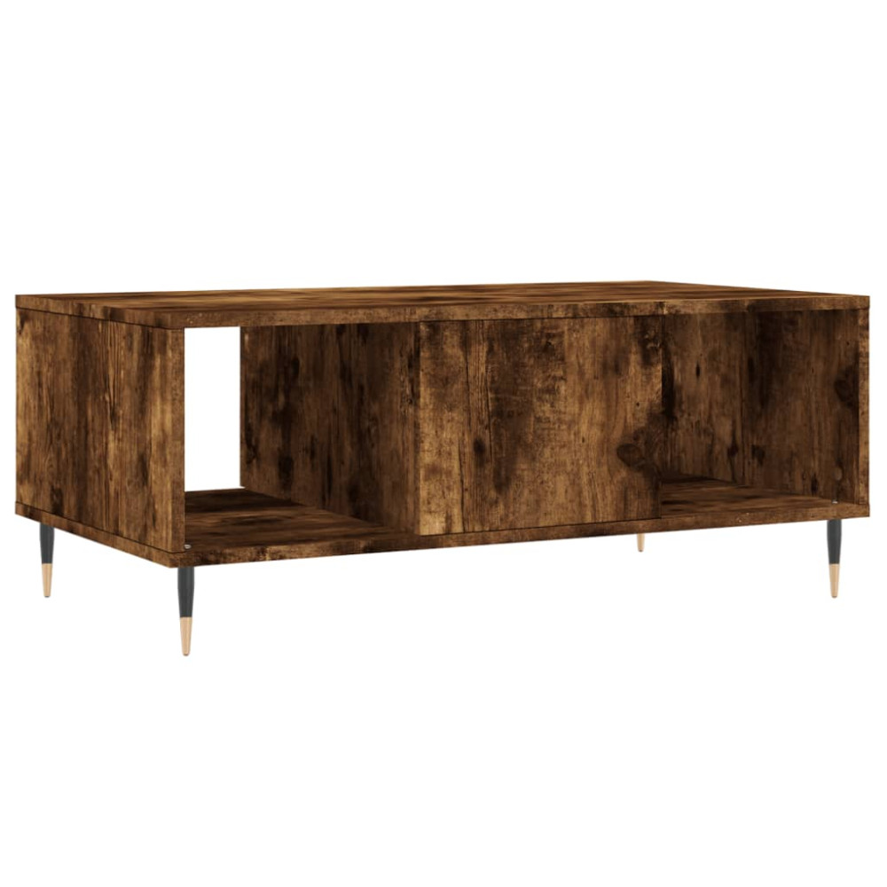 Produktbild för Soffbord rökfärgad ek 90x50x36,5 cm konstruerat trä