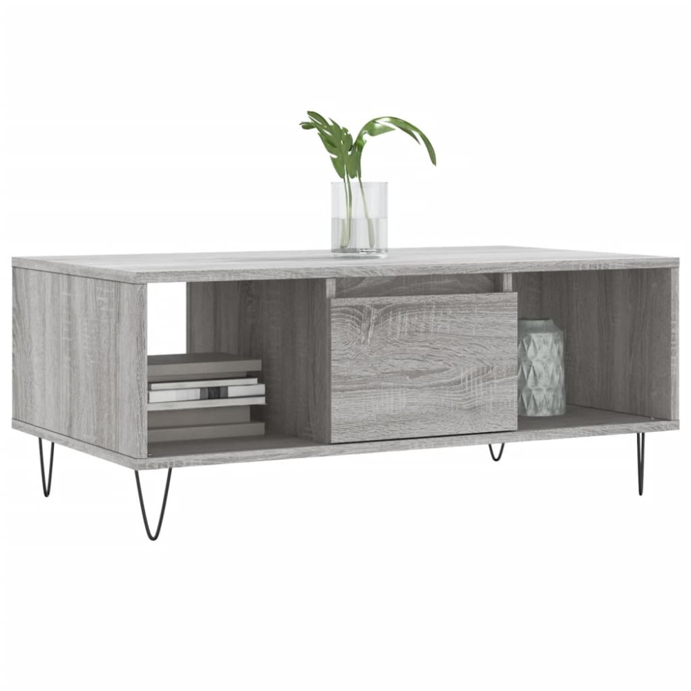 Produktbild för Soffbord grå sonoma 90x50x36,5 cm konstruerat trä