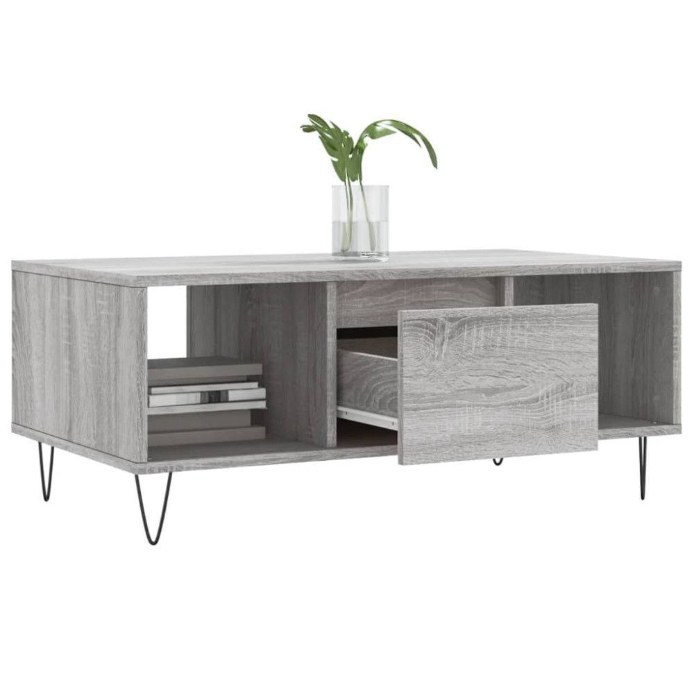 Produktbild för Soffbord grå sonoma 90x50x36,5 cm konstruerat trä