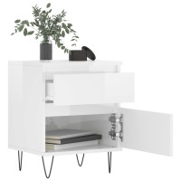 Miniatyr av produktbild för Sängbord 2 st vit högglans 40x35x50 cm konstruerat trä