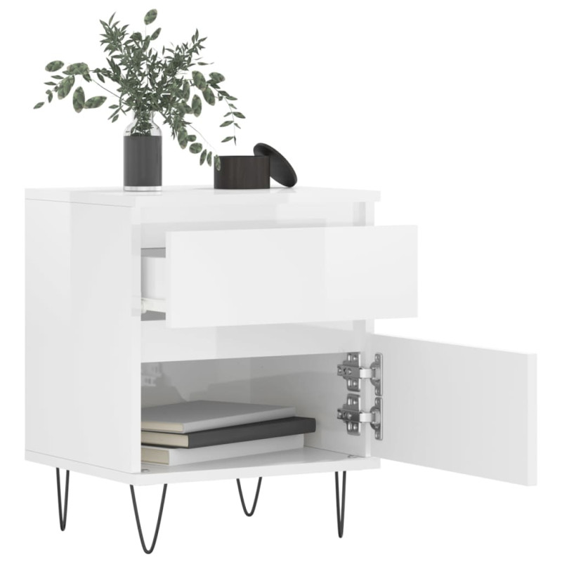 Produktbild för Sängbord 2 st vit högglans 40x35x50 cm konstruerat trä