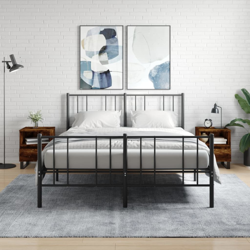 Produktbild för Sängbord 2 st rökfärgad ek 40x35x50 cm konstruerat trä