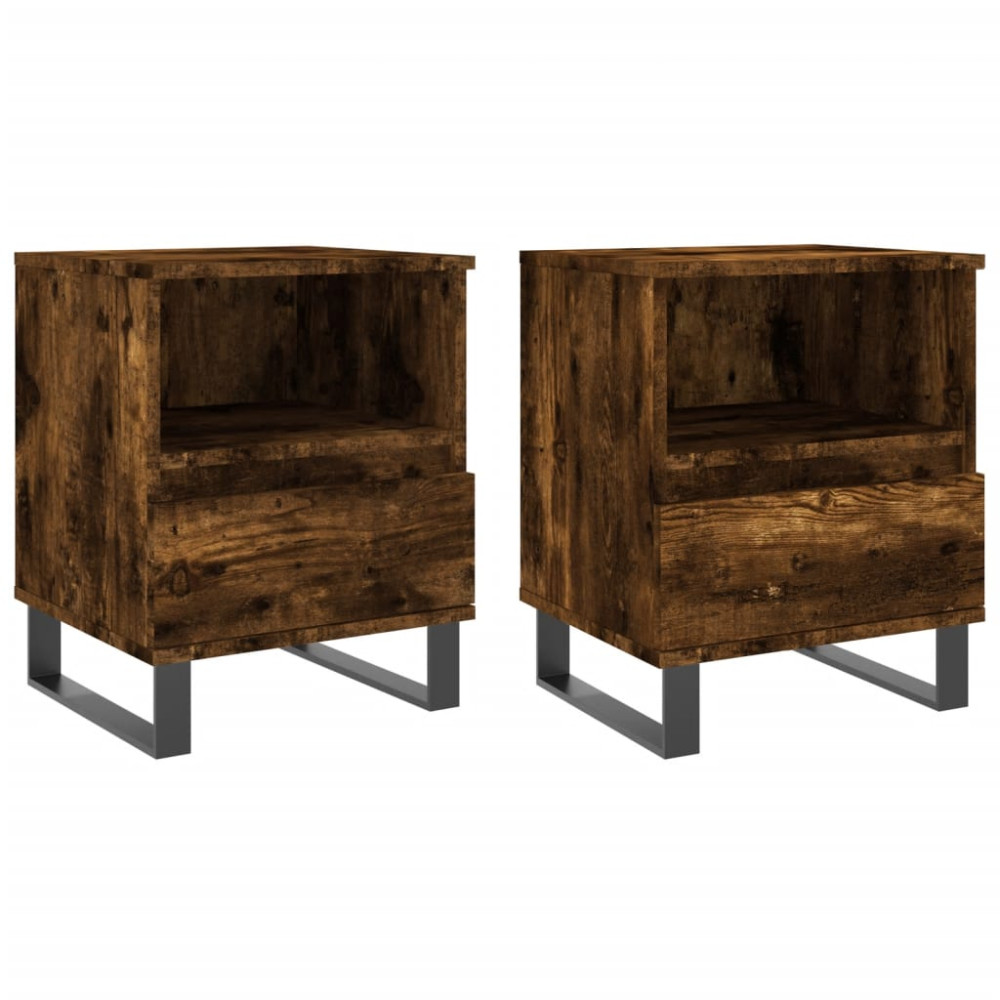 Produktbild för Sängbord 2 st rökfärgad ek 40x35x50 cm konstruerat trä
