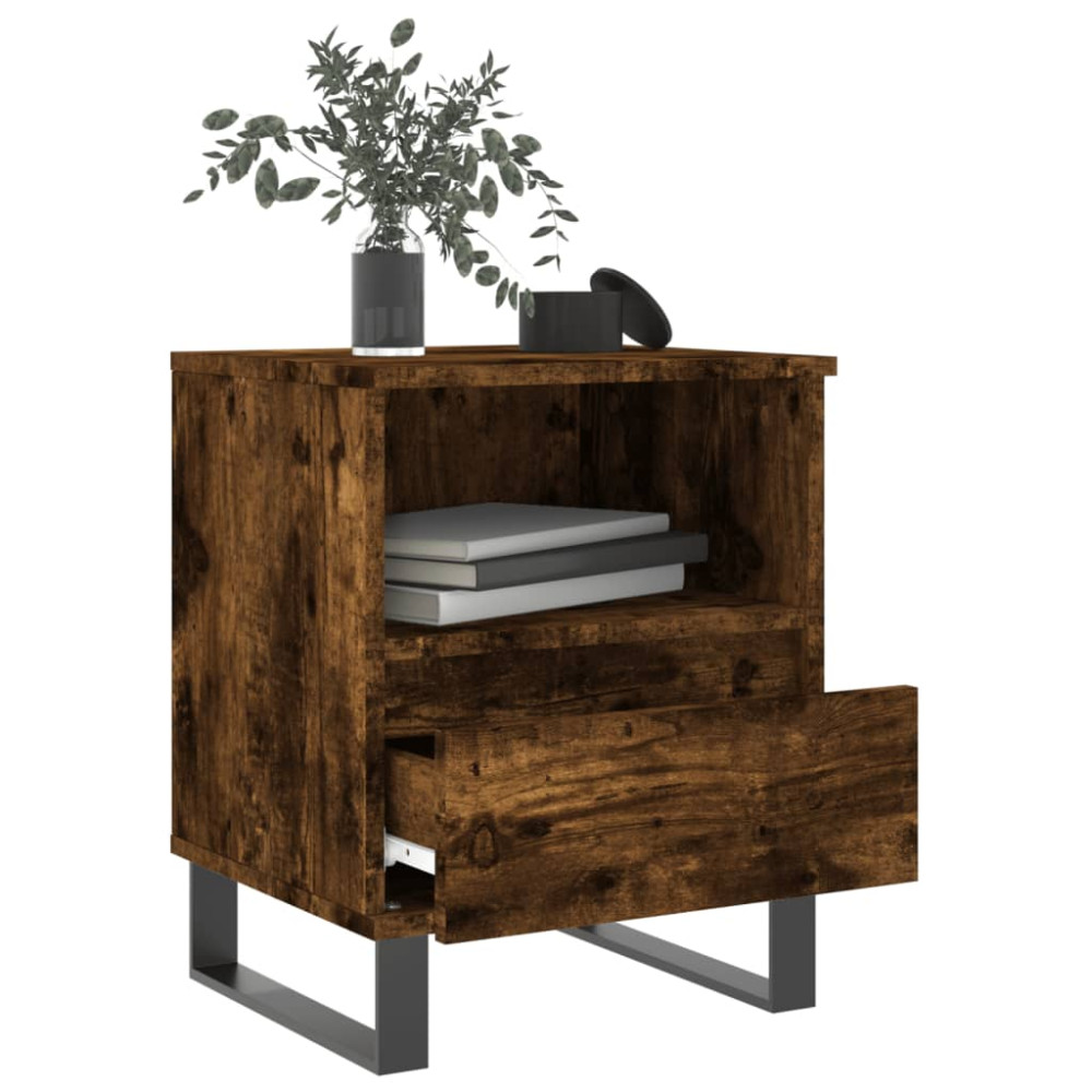 Produktbild för Sängbord 2 st rökfärgad ek 40x35x50 cm konstruerat trä