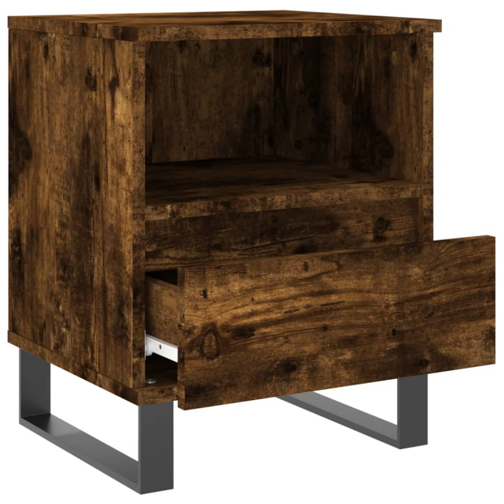 Produktbild för Sängbord 2 st rökfärgad ek 40x35x50 cm konstruerat trä