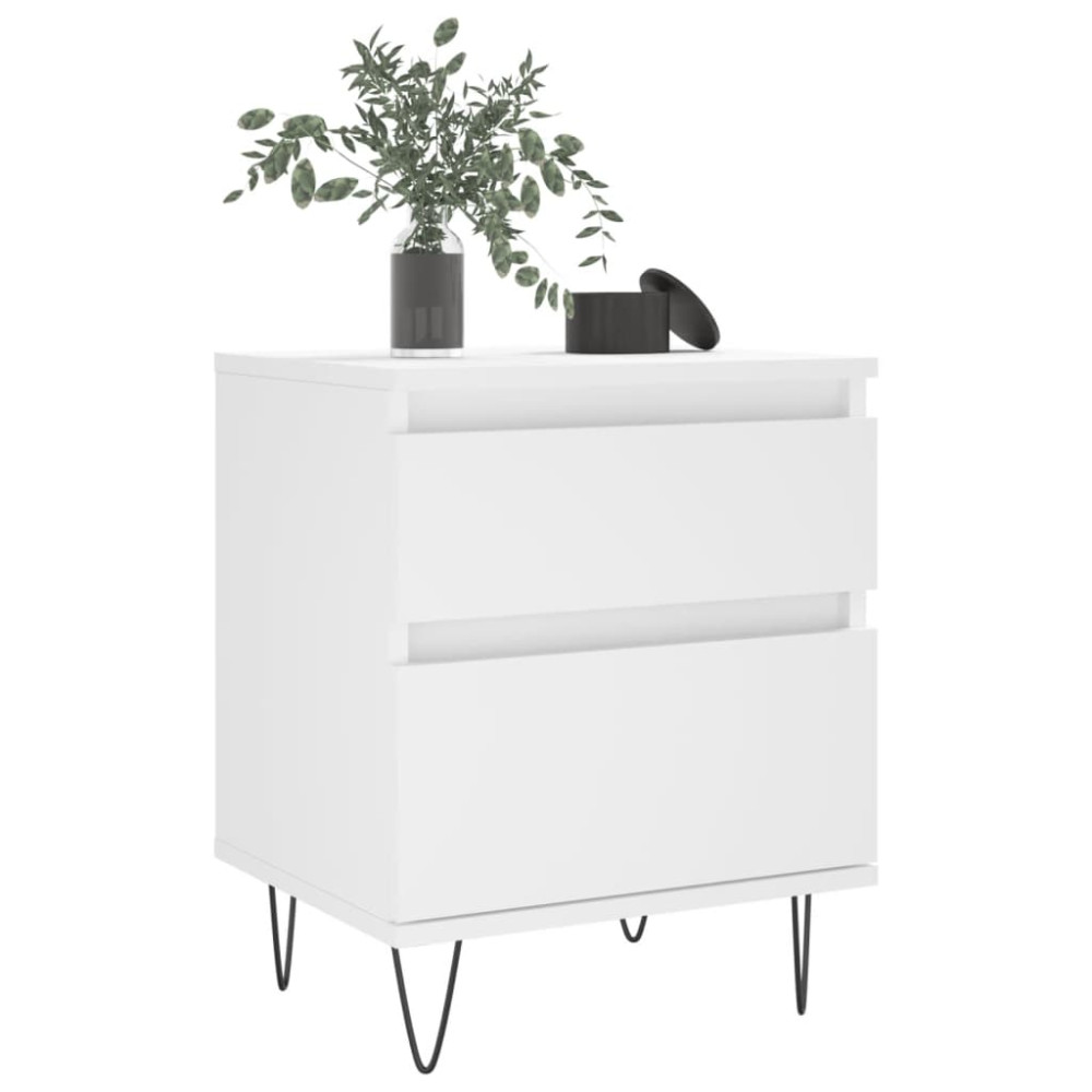 Produktbild för Sängbord 2 st vit 40x35x50 cm konstruerat trä