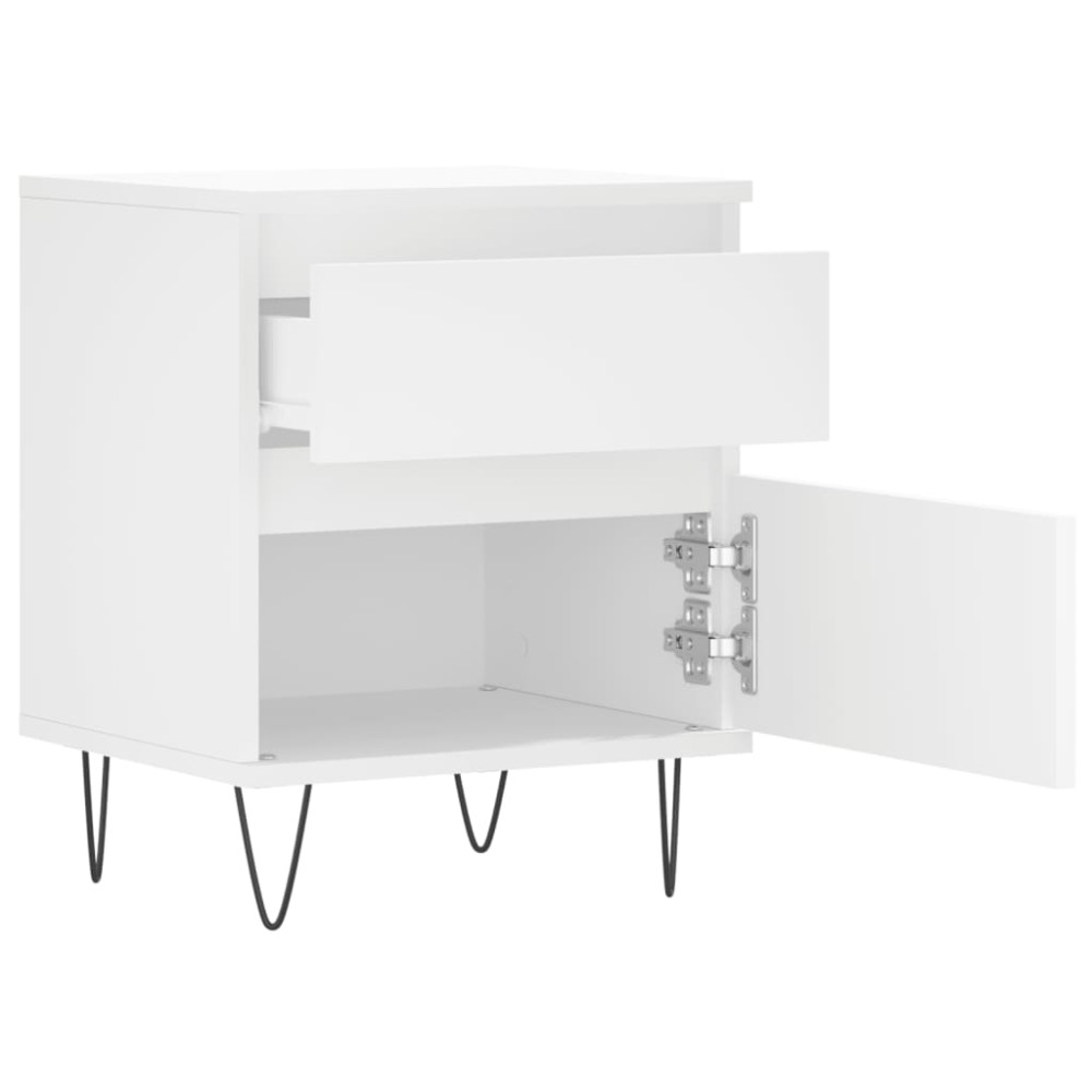 Produktbild för Sängbord 2 st vit 40x35x50 cm konstruerat trä