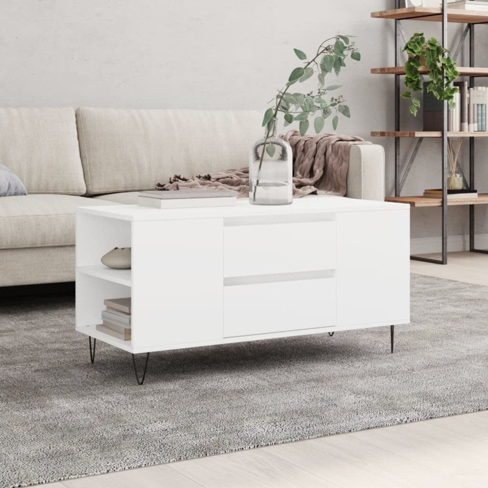 Produktbild för Soffbord vit 102x44,5x50 cm konstruerat trä