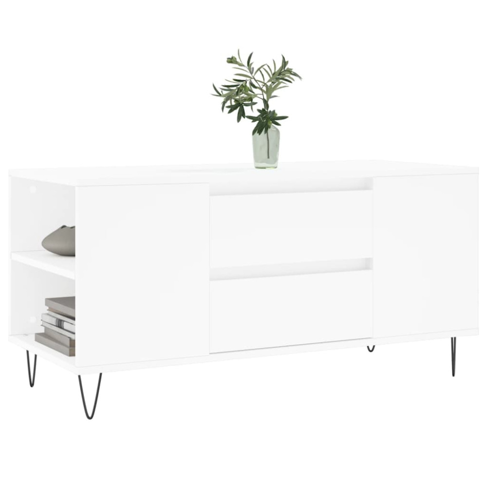 Produktbild för Soffbord vit 102x44,5x50 cm konstruerat trä