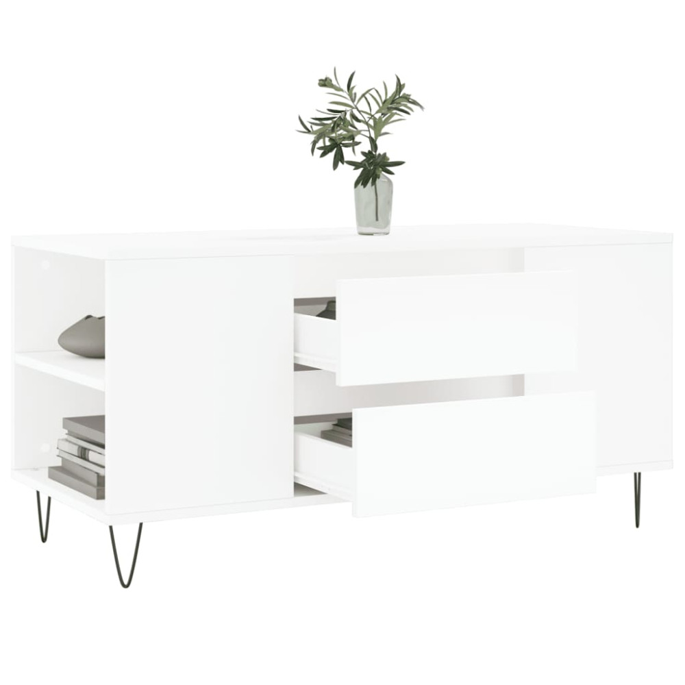 Produktbild för Soffbord vit 102x44,5x50 cm konstruerat trä
