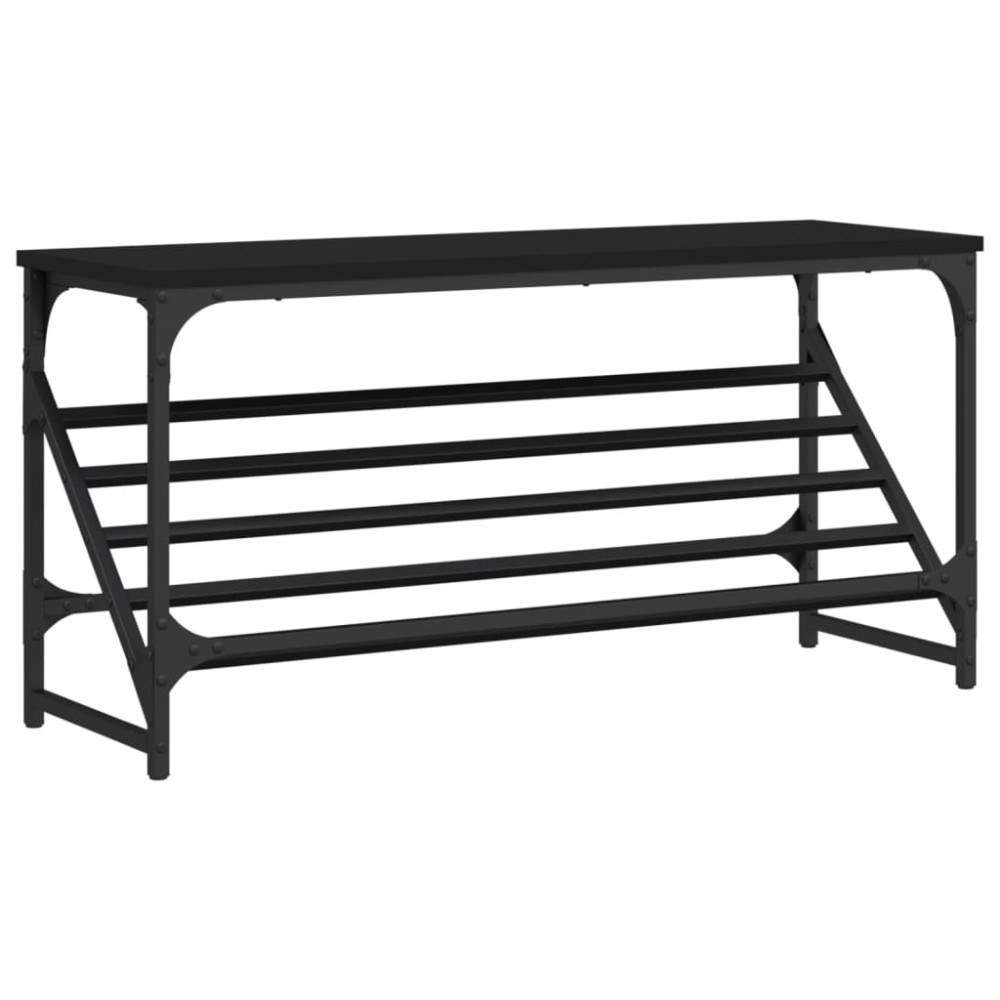 Produktbild för Skohylla svart 90x30x45 cm konstruerat trä