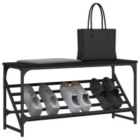 Produktbild för Skohylla svart 90x30x45 cm konstruerat trä