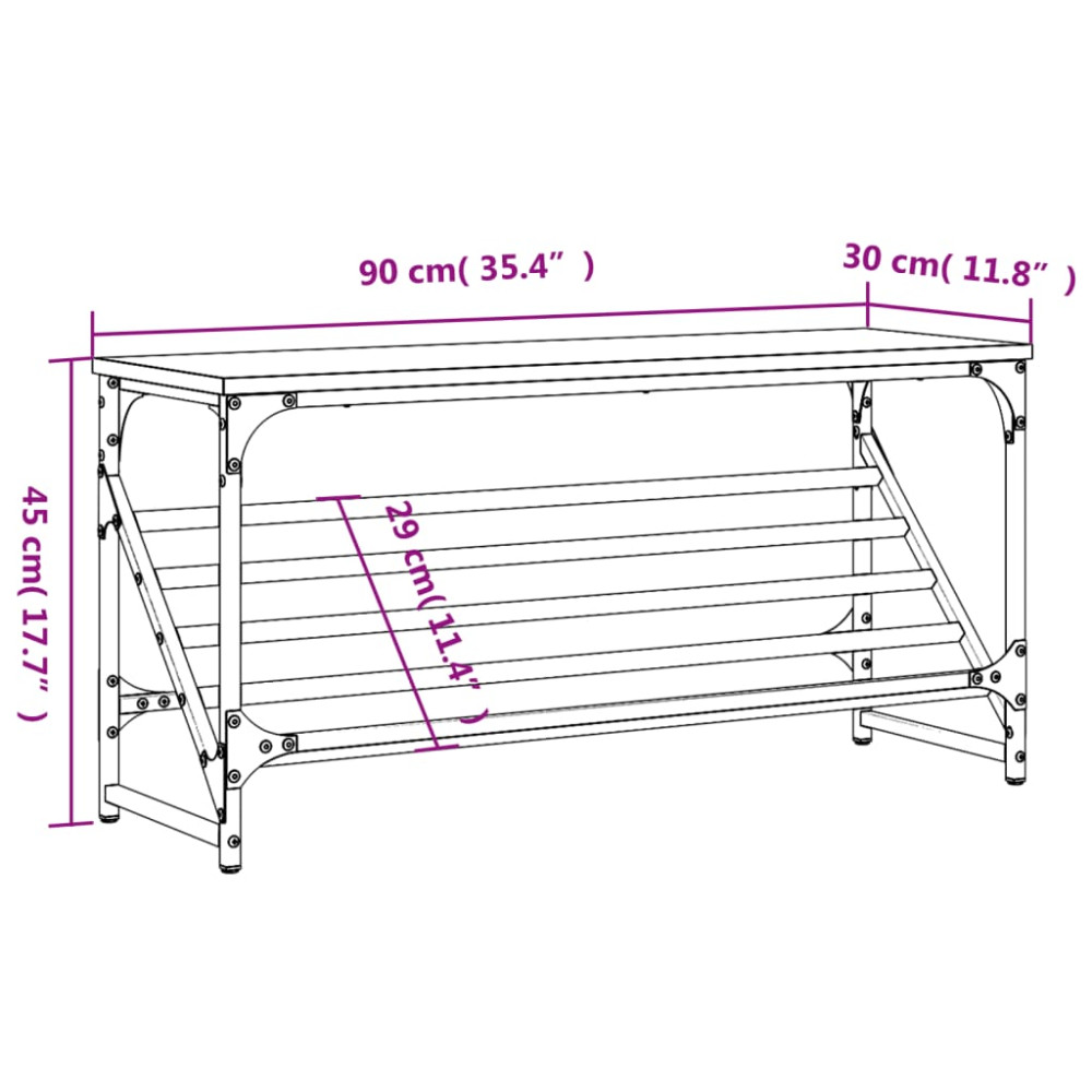 Produktbild för Skohylla svart 90x30x45 cm konstruerat trä