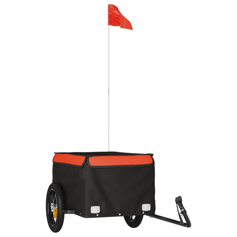 Produktbild för Cykelvagn svart och orange 30 kg järn