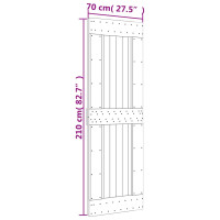 Produktbild för Skjutdörr med beslag 70x210 cm massiv furu