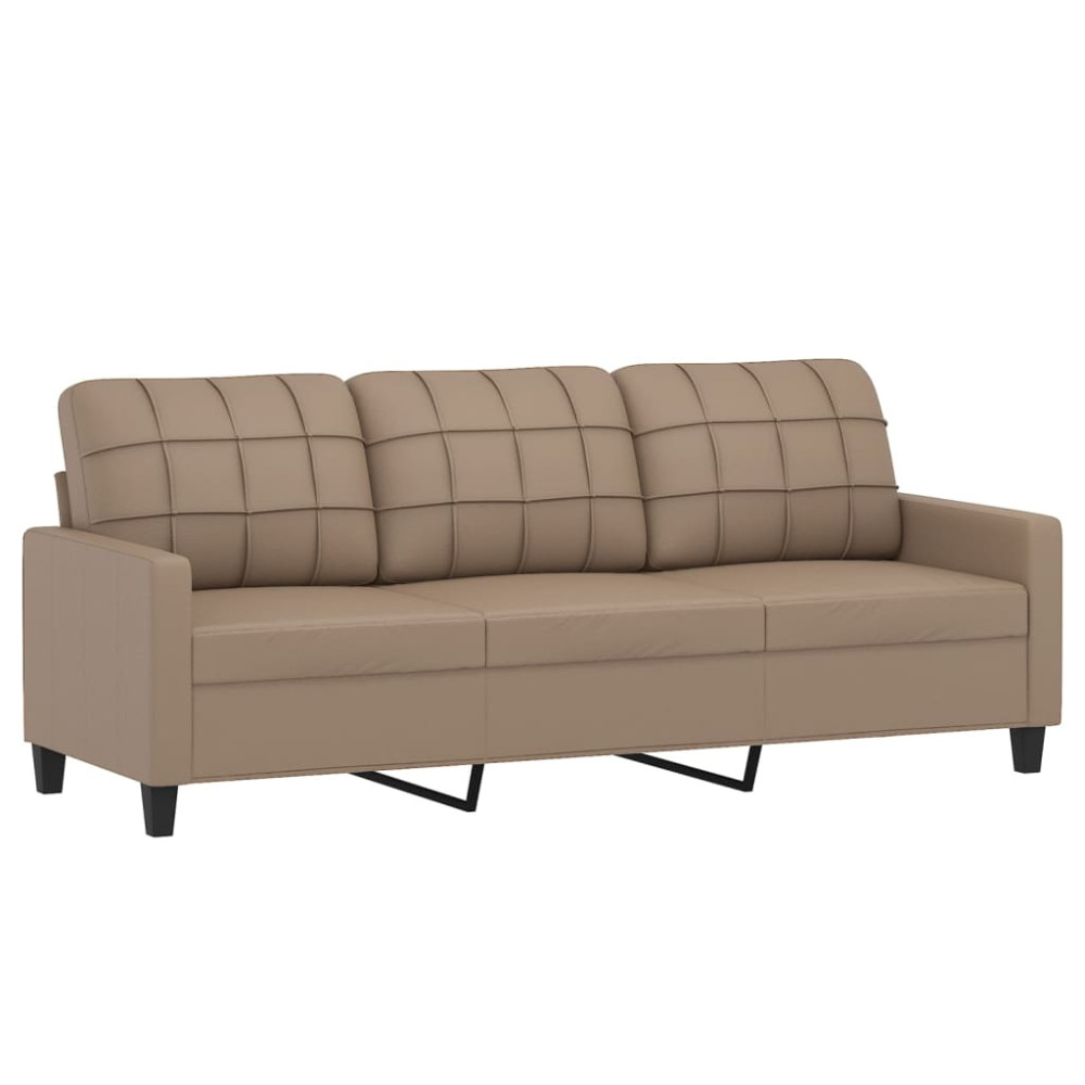 Produktbild för 3-sitssoffa med prydnadskuddar cappuccino 180 cm konstläder