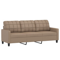 Produktbild för 3-sitssoffa med prydnadskuddar cappuccino 180 cm konstläder