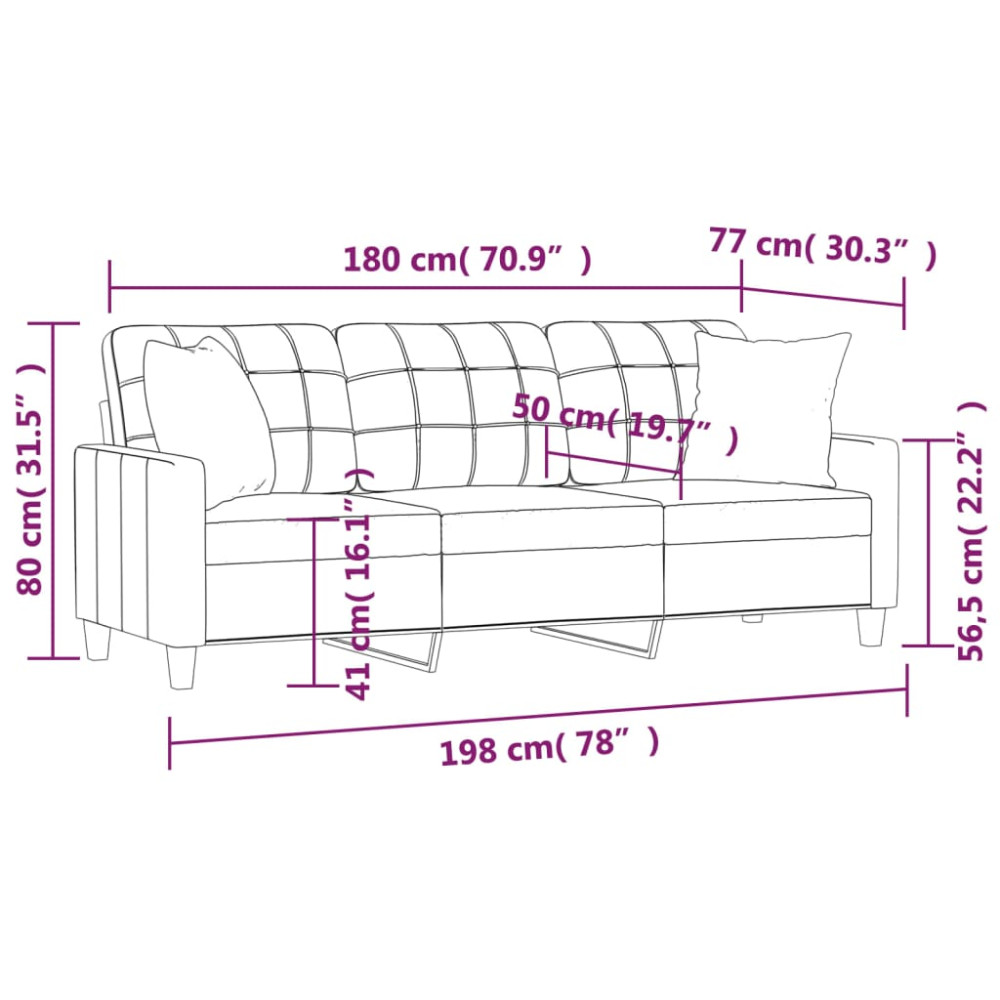 Produktbild för 3-sitssoffa med prydnadskuddar cappuccino 180 cm konstläder