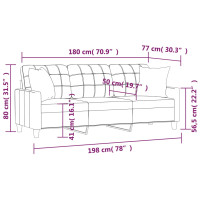 Produktbild för 3-sitssoffa med prydnadskuddar cappuccino 180 cm konstläder