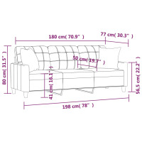 Produktbild för 3-sitssoffa med prydnadskuddar gräddvit 180 cm konstläder
