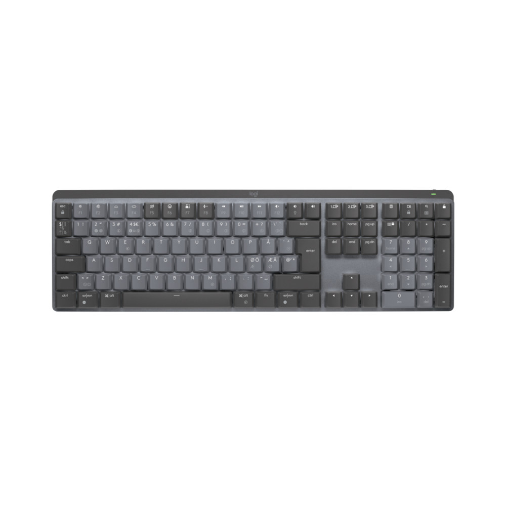 Produktbild för Logitech MX Mechanical tangentbord Trådlös RF + Bluetooth QWERTY Dansk, Finsk, Norsk, Svensk grafit, Grå