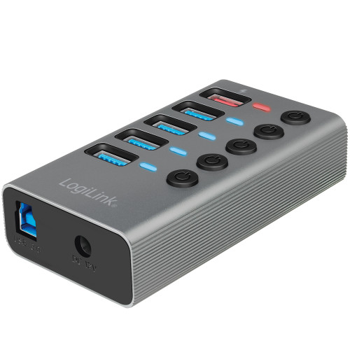 LogiLink USB-hub 4+1-port med separata På/Av-knappar USB 3.2 Gen 1