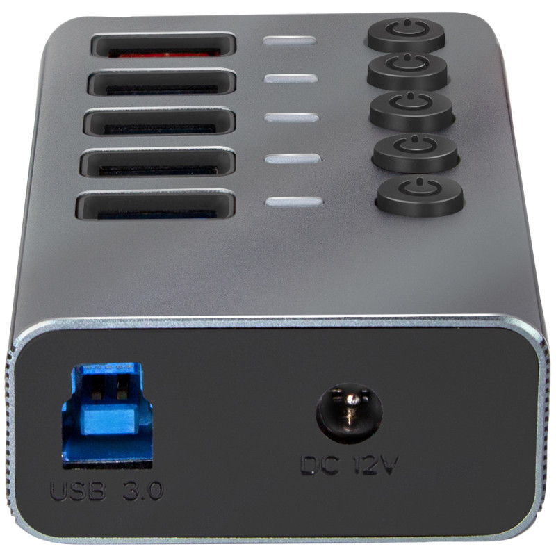 Produktbild för USB-hub 4+1-port med separata På/Av-knappar USB 3.2 Gen 1