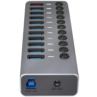 Miniatyr av produktbild för USB-hub 10+1-port med separata På/Av-knappar USB 3.2 Gen 1